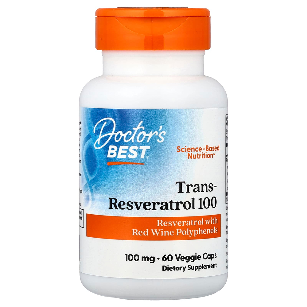 Doctor's Best, транс-ресвератрол, 60 растительных капсул