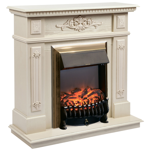 Каминокомплект Real Flame Lilian WT с очагом Fobos Lux Brass