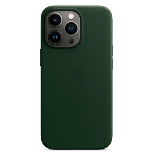 Кожаный чехол с поддержкой MagSafe Apple Leather Case для iPhone 13 Pro, Sequoia Green (Зеленая секвойя)