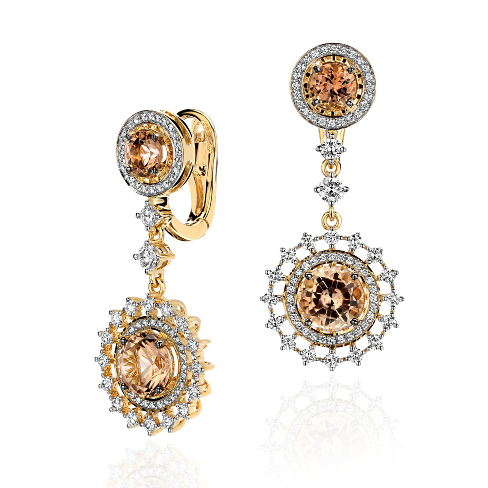 Серьги с бриллиантом  из желтого золота JA-S-412991-3