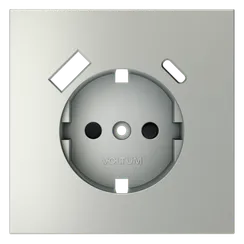 Накладка для розетки с USB A+C с заземлением и защитными шторками Voltum S70 Сталь VLS001005