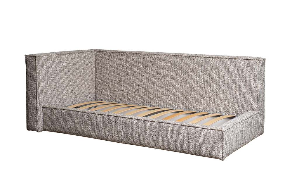 Кровать Garda Decor детская угловая Руна (Runa)-80 с мех шенилл серая Seppia-Ser 114*215*80 см