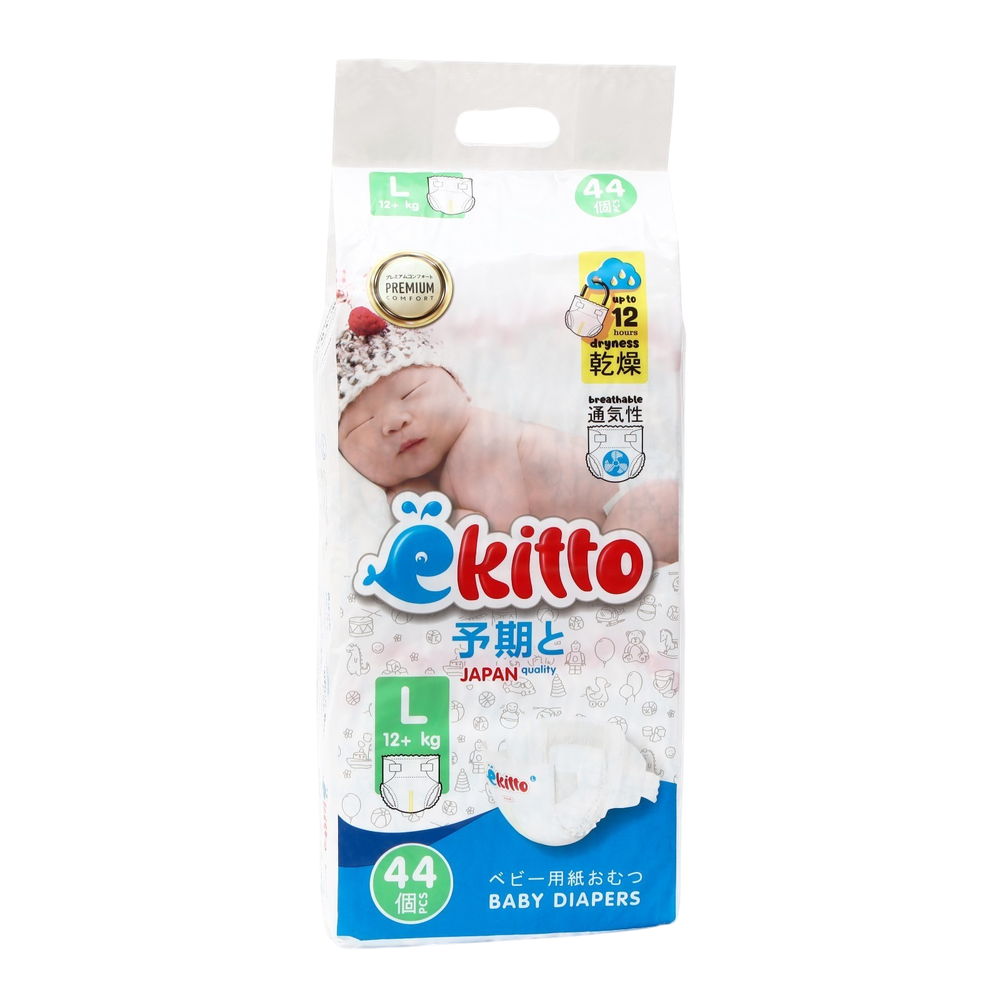 Premium Подгузники на липучках Ekitto L (12-17) кг 44 шт