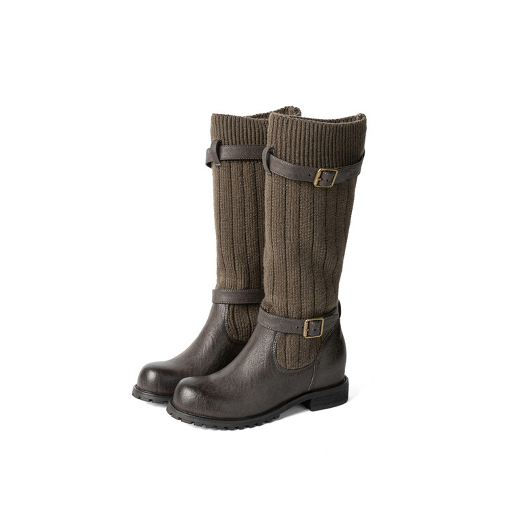 QUICHESHOES Cow Leather Knee high Boots Women"s