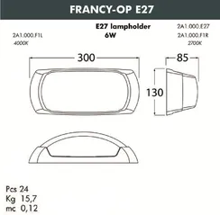 Настенный светильник уличный Francy-ОP 2A1.000.000.WYF1R Fumagalli