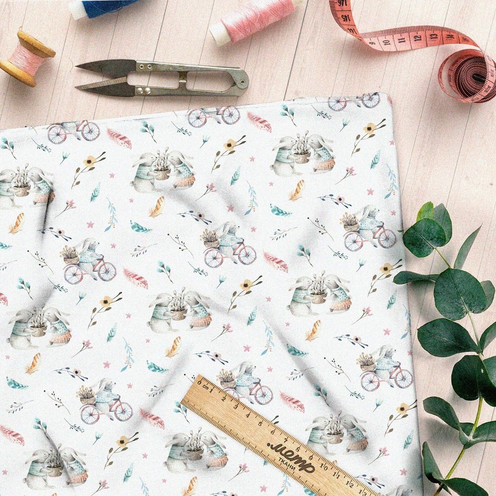 Ткань барби зайки на велосипеде