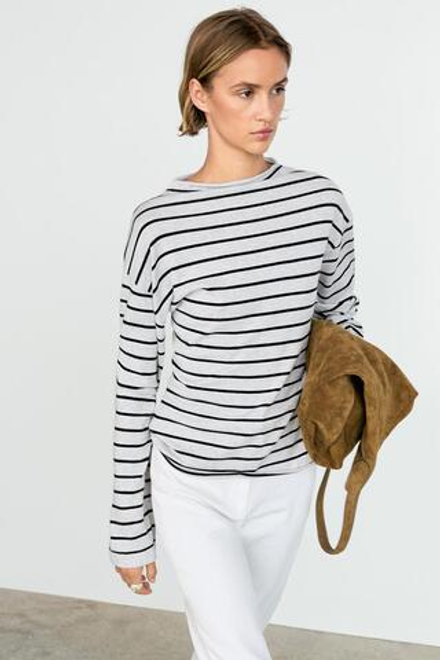 Massimo Dutti Свитер из 100% хлопка в полоску, пестро-серый
