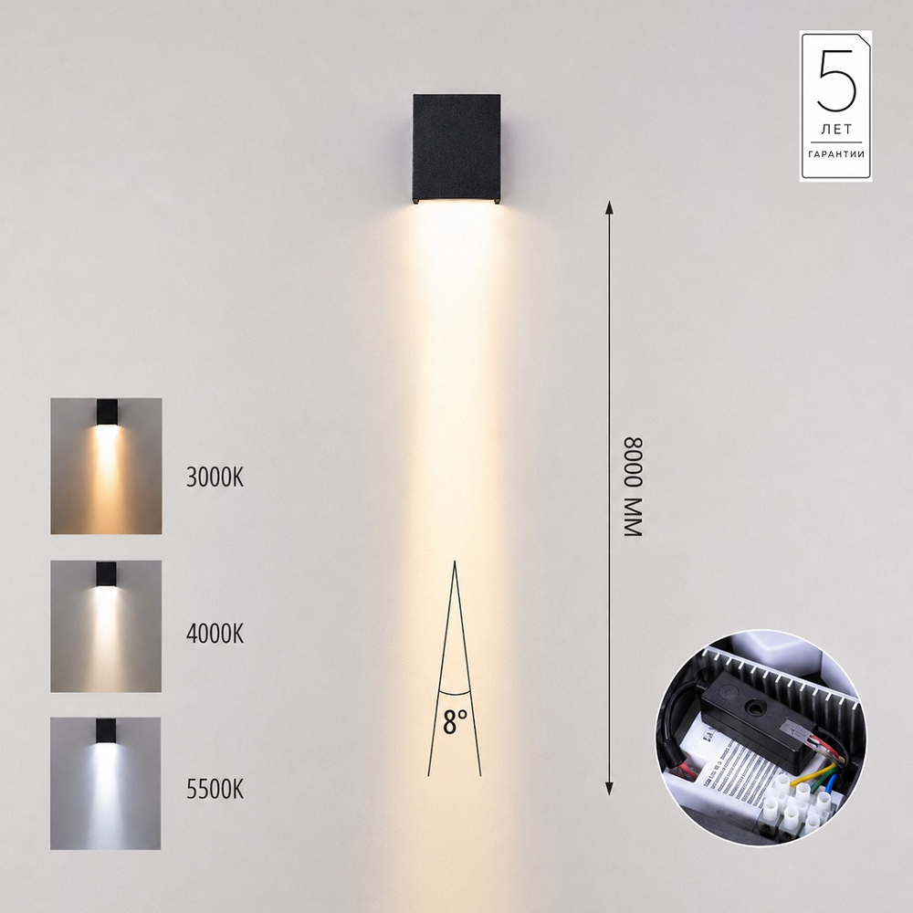 Уличный настенный светодиодный светильник Odeon Light ARROW 7188/5WLP