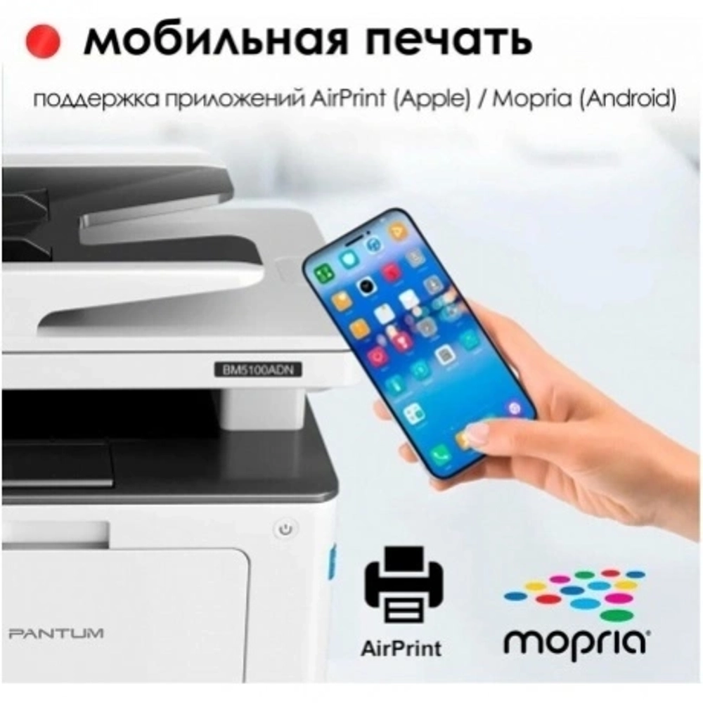 МФУ лазерный Pantum BM5100ADN (A4, принтер/сканер/копир, 1200dpi, 40ppm, 512Mb, DADF50, Duplex, Lan, USB) (BM5100ADN)