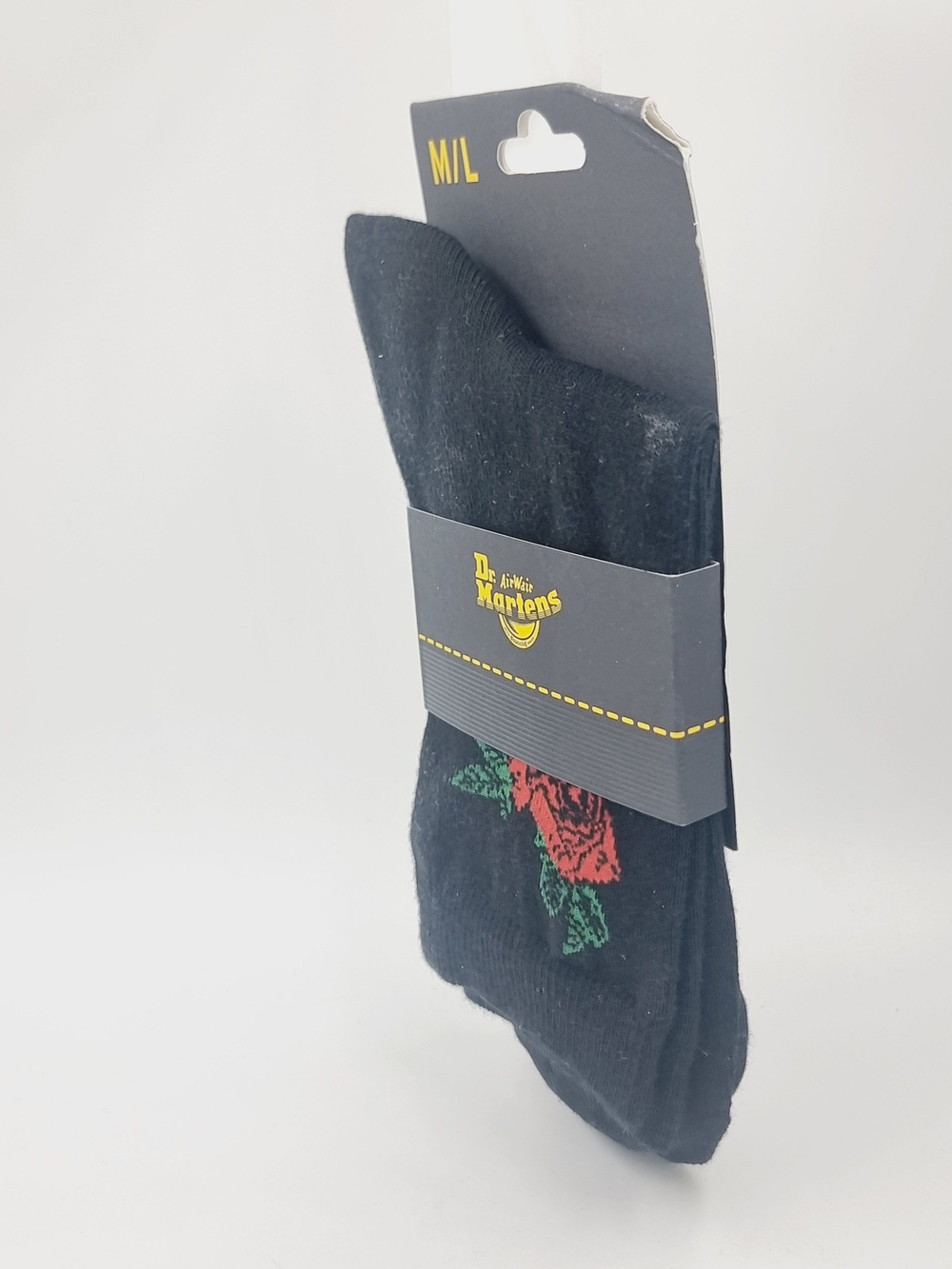DR. MARTENS Носки черные с цветочным узором, M/L (42-48), 1 пара (Португалия)