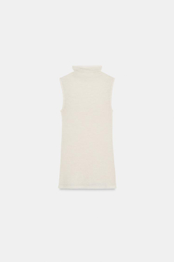 ZARA ФУТБОЛКА ИЗ ШЕРСТИ БЕЗ РУКАВОВ, СВЕТЛО-БЕЖЕВЫЙ