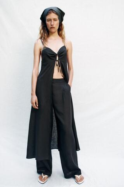 ПРЯМЫЕ БРЮКИ ИЗ ЛЬНА С КРУЖЕВОМ — ZARA