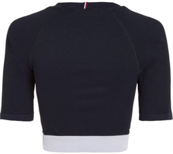 Женская теннисная футболка Tommy Hilfiger Slim Seamless Cropped SS Tee - небесный