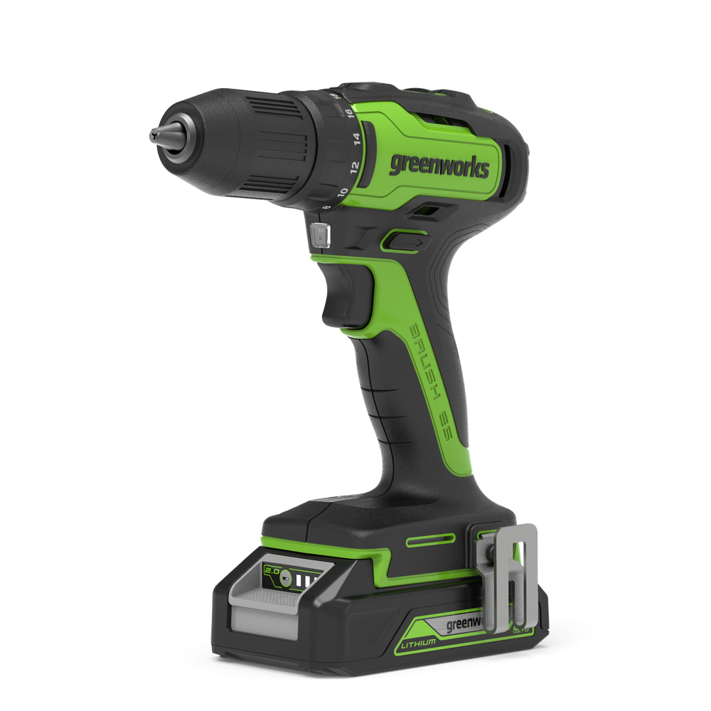 Аккумуляторная дрель шуруповерт Greenworks GD24DD35K2,3704007UA, 24v, АКБ 2 А·ч и ЗУ в кейсе
