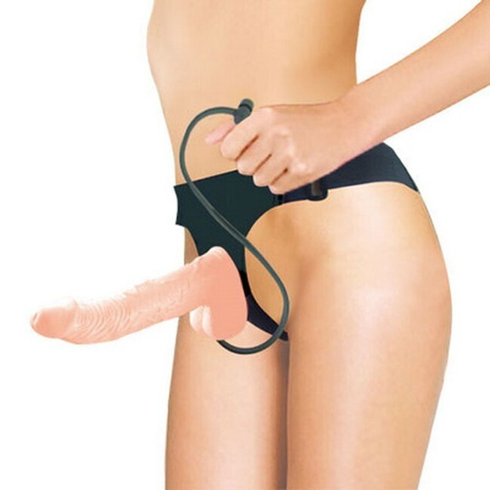 Надувной страпон Sensual Comfort Strap-On (Цвет: телесный с черным)