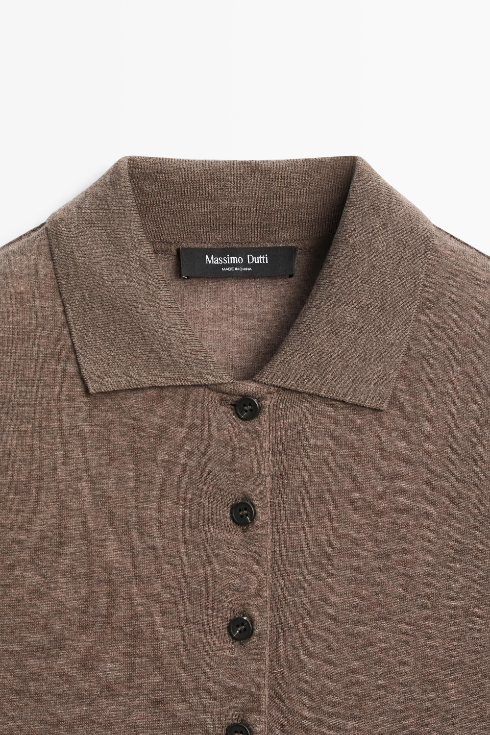 Massimo Dutti Шерстяное поло с длинными рукавами, норка