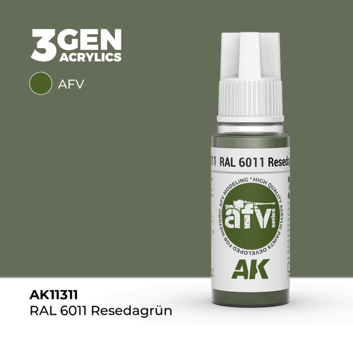Акриловая краска AK Interactive RAL 6011 Resedagrün 3GEN AFV, 18мл