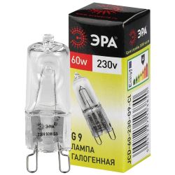 Лампа галогенная ЭРА JCD-60-230V-G9-CL 60Вт капсула теплый белый свет G9 | Лампы галогенные Капсульные (G4, G9)