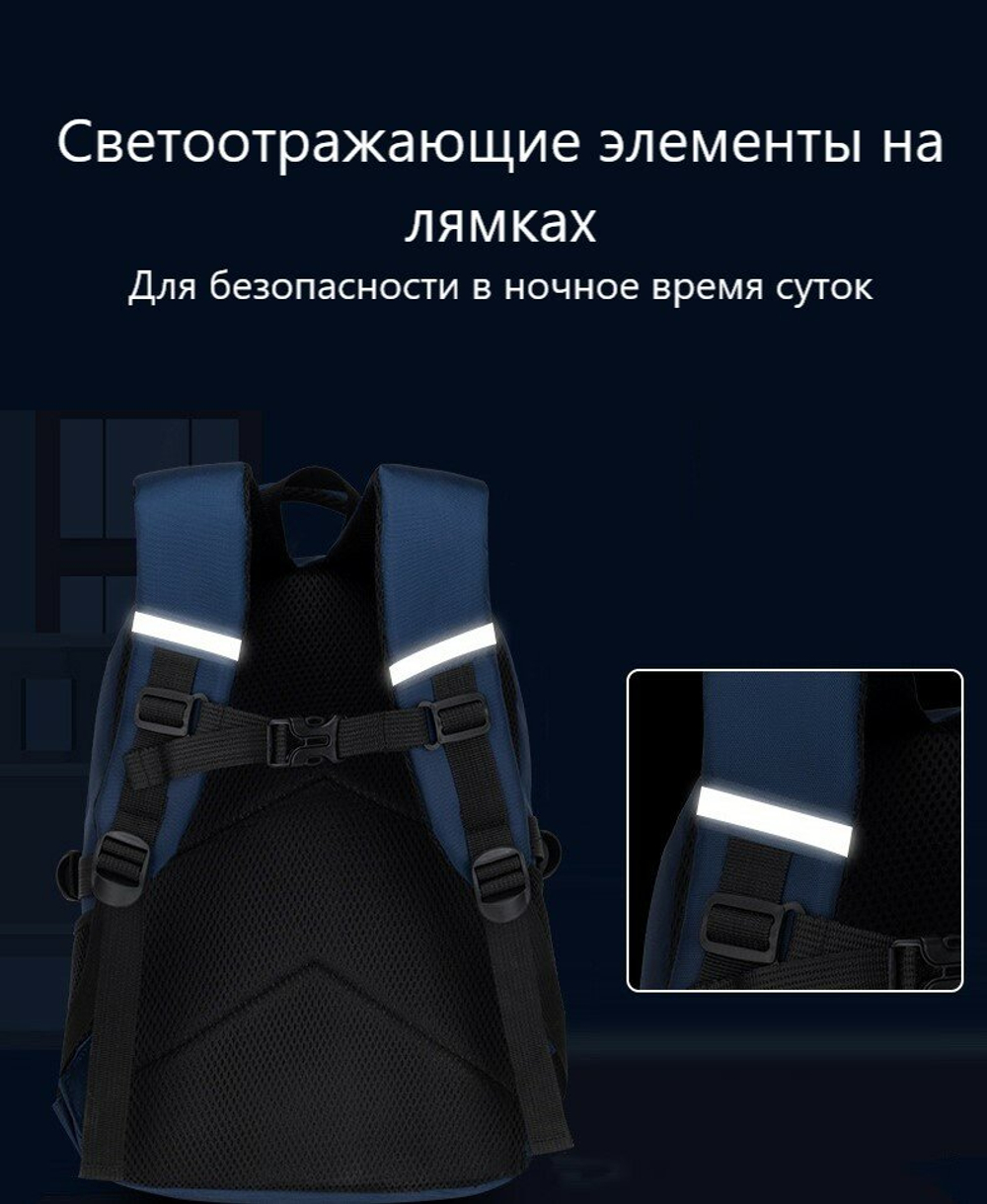 Школьный рюкзак для мальчика  космонавт, синий