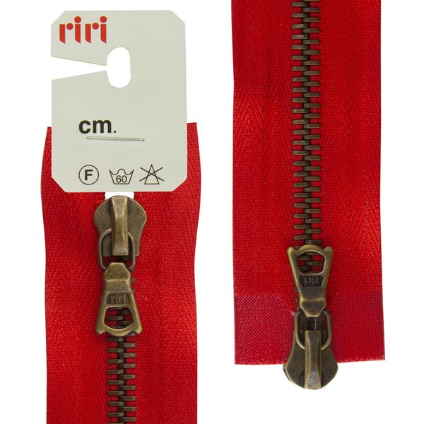 Молния металл RIRI Т6 (6 мм) 2 зам., разъем., 80 см, AM, слайд.Flash, цв.2407, красный, 1 шт