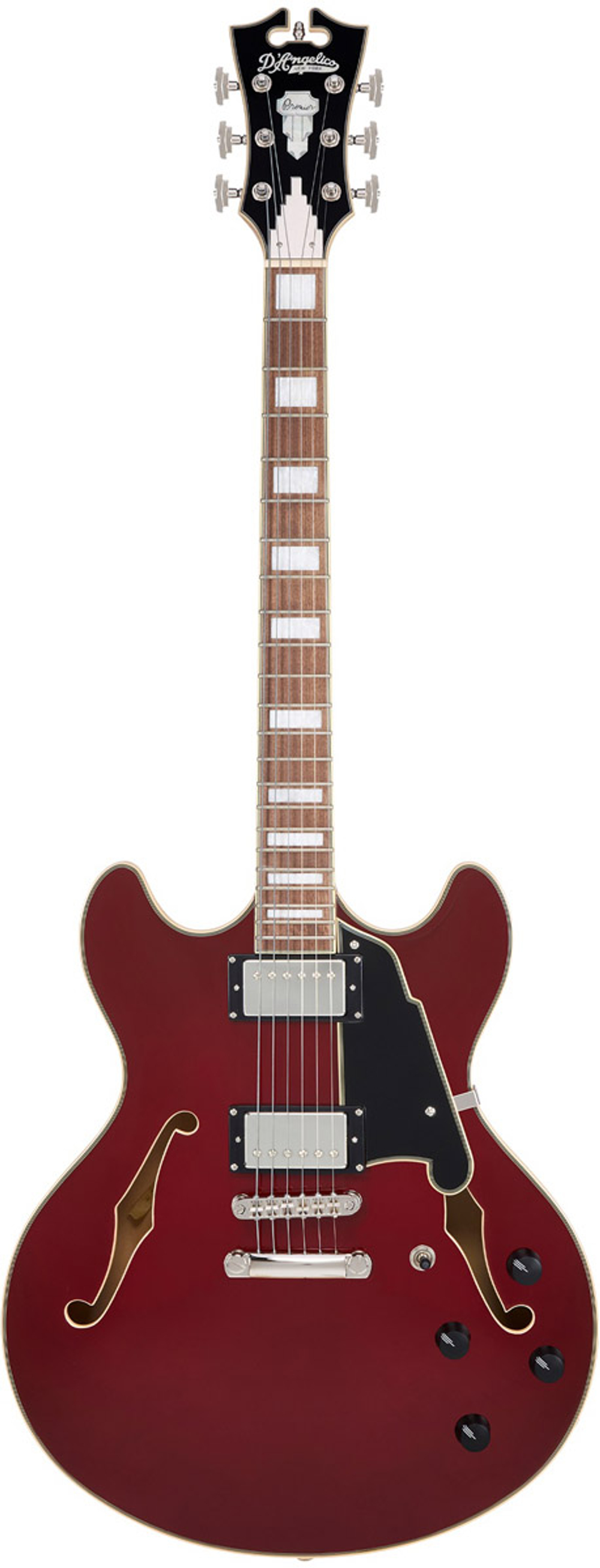 D'Angelico Premier DC Burnt Red полуакустическая гитара, форма ES-335, цвет красный