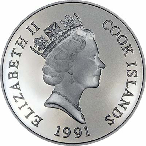 50 долларов. Сенегальский лев. О-ва Кука. 1991 год. PROOF