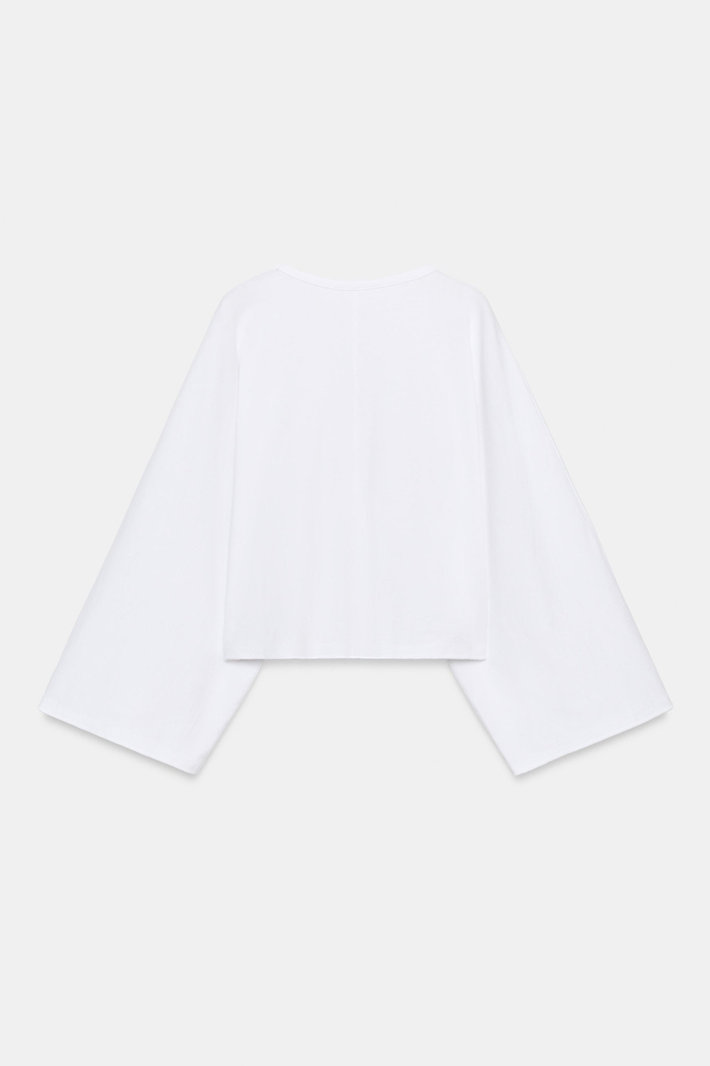 ZARA ХЛОПКОВАЯ ФУТБОЛКА С ШИРОКИМИ РУКАВАМИ, БЕЛЫЙ