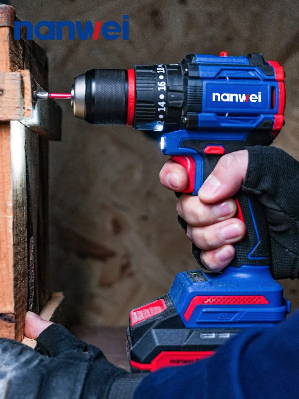 Шуруповерт аккумуляторный Nanwei NW-D8213C-4, 50 Нм, 20 В