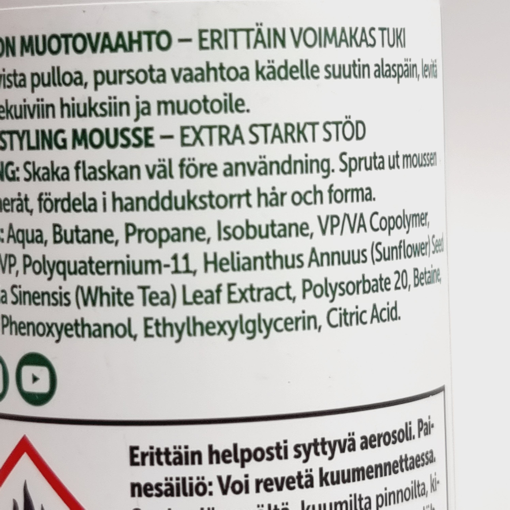 Пена-мусс для укладки волос Herbina Extra Strong 2 без отдушки с термозащитой 50 мл (из Финляндии)