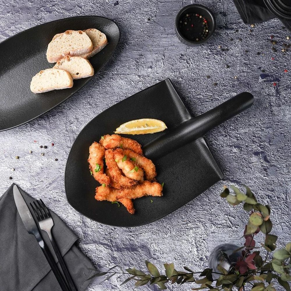 Блюдо "Лопата" 35,5*20 см h3,6 см для подачи черное Black Raw Stellar P.L. Proff Cuisine [1]