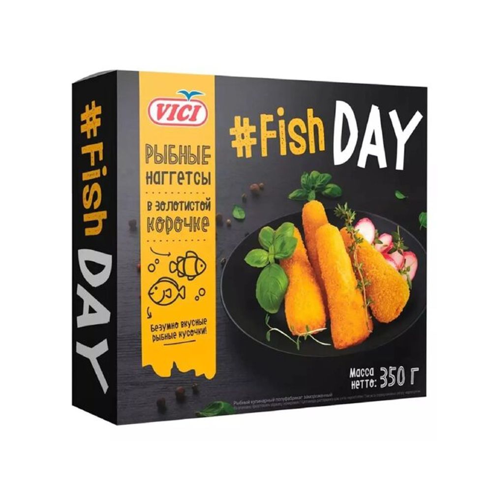 Рыбные наггетсы в золотистой корочке "Fish DAY", VICI, 350 гр.