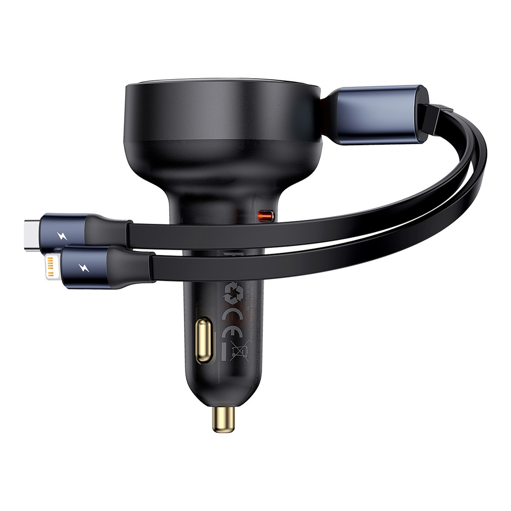 Автомобильная зарядка Baseus Enjoyment Pro C+Retractable C&L Cable 60W
