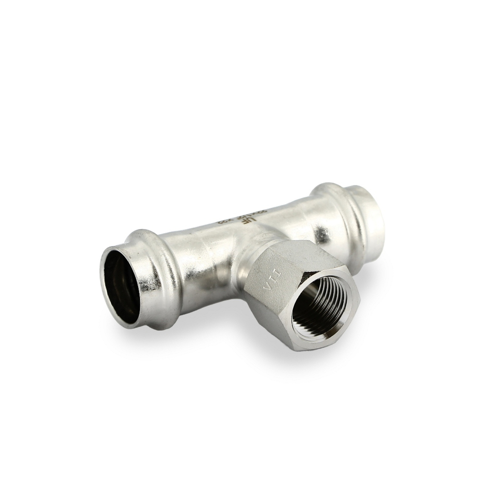Тройник пресс-В 22 х 1/2" х 22, нержавеющая сталь