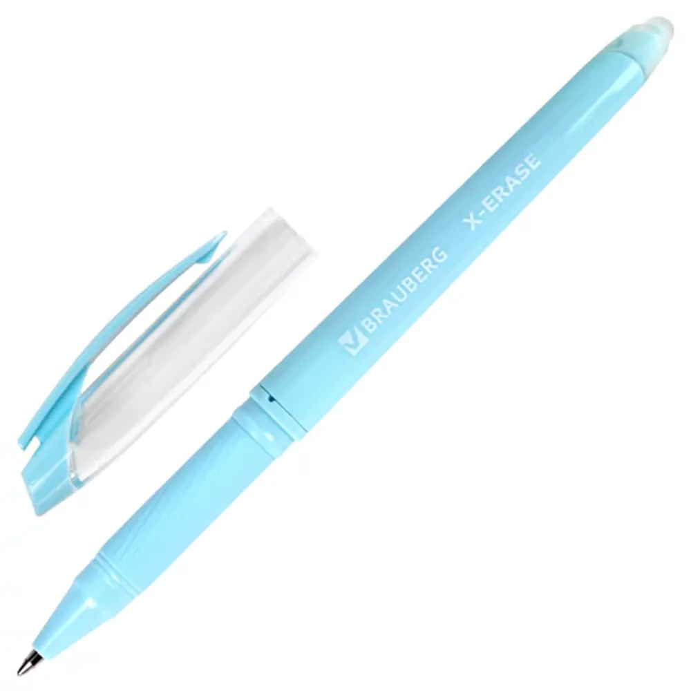 Ручка стираемая гелевая с грипом BRAUBERG X-ERASE PASTEL, 1шт, СИНЯЯ, узел 0,7 мм, линия 0,35 мм, 143953