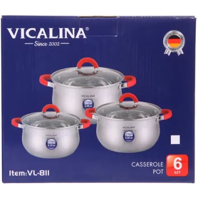Набор посуды из нержавеющей стали VICALINA 3 предмета (3 кастрюли 1,9л, 2,6л, 3,7л) VL-811