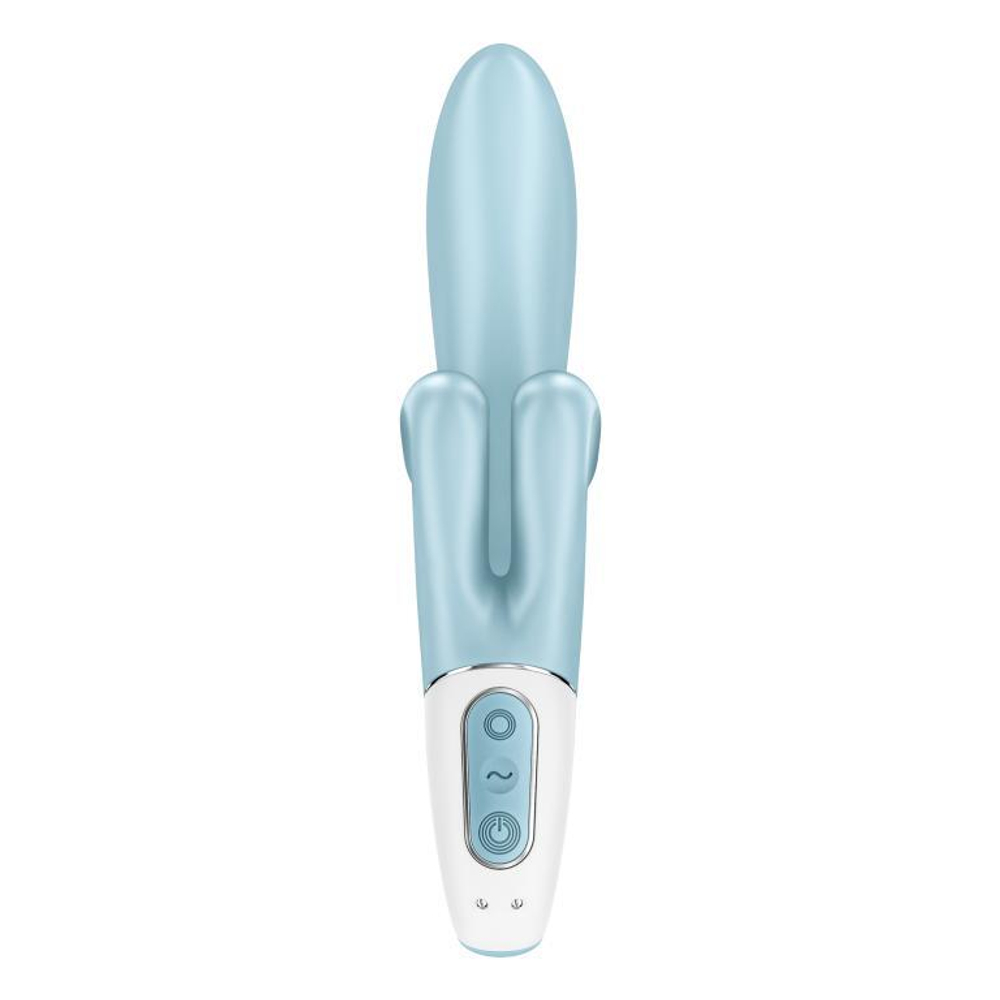 Голубой вибратор-кролик Touch me - 21,2 см.