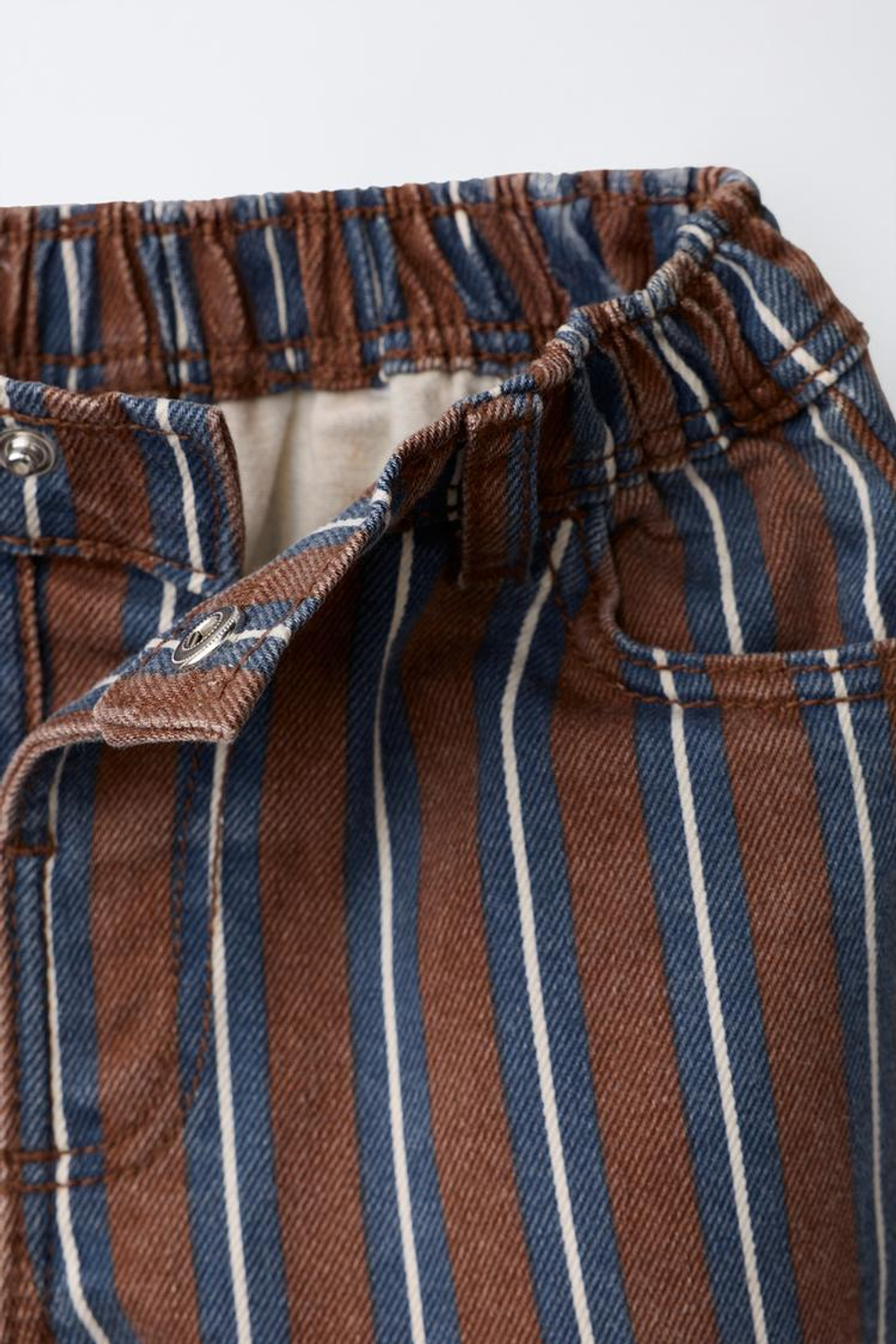 ZARA БРЮКИ ИЗ ТВИЛА В ПОЛОСКУ, КОРИЧНЕВО-СИНИЙ