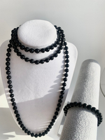 Жемчужный сет «Noir & Agate» / Чёрные бусы & браслет из агата
