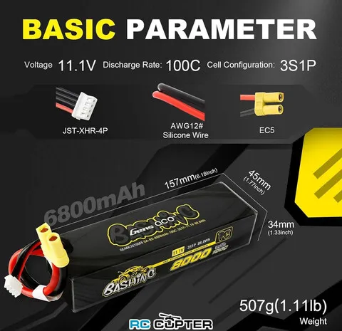 АКБ Gens Ace Bashing Pro 8000mAh 11.1V 3S 100C Lipo Battery