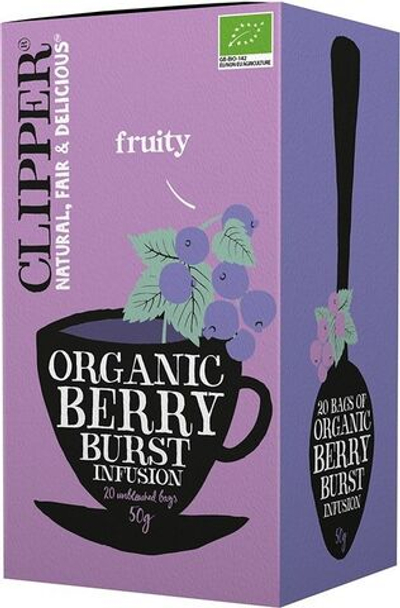 Чай фруктовый Clipper Organic Berry Burst Infusion (черная смородина и малина) 20 пакетиков, 50 г (из Финляндии)