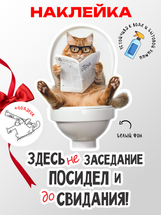 Наклейка интерьерная Кот Здесь не заседание