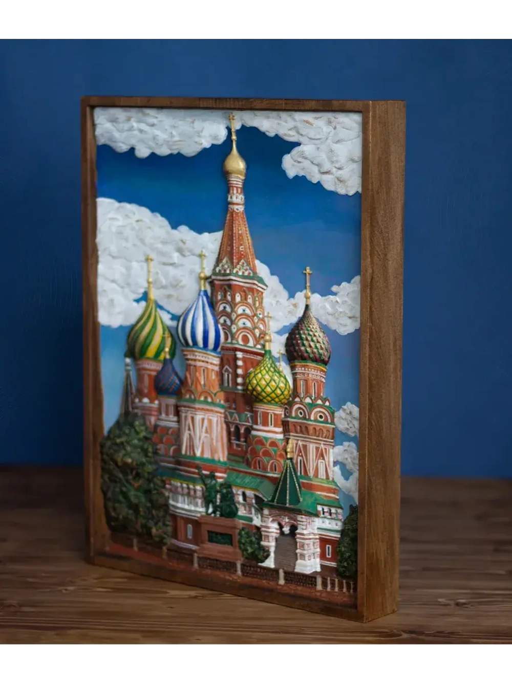 Картина деревянная "Храм Василия Блаженного" 41х30х4,5 см
