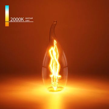 Ретро лампа Эдисона свеча на ветру Е14 2000К 40W CW35 Elektrostandard