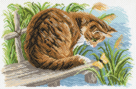 "Любопытный котенок"-1688 канва с рисунком
