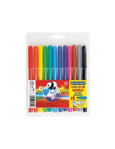 Фломастеры 12цв. CENTROPEN "Colour World", круглые, смываемые, 7550/12TP, 7 7550 1284