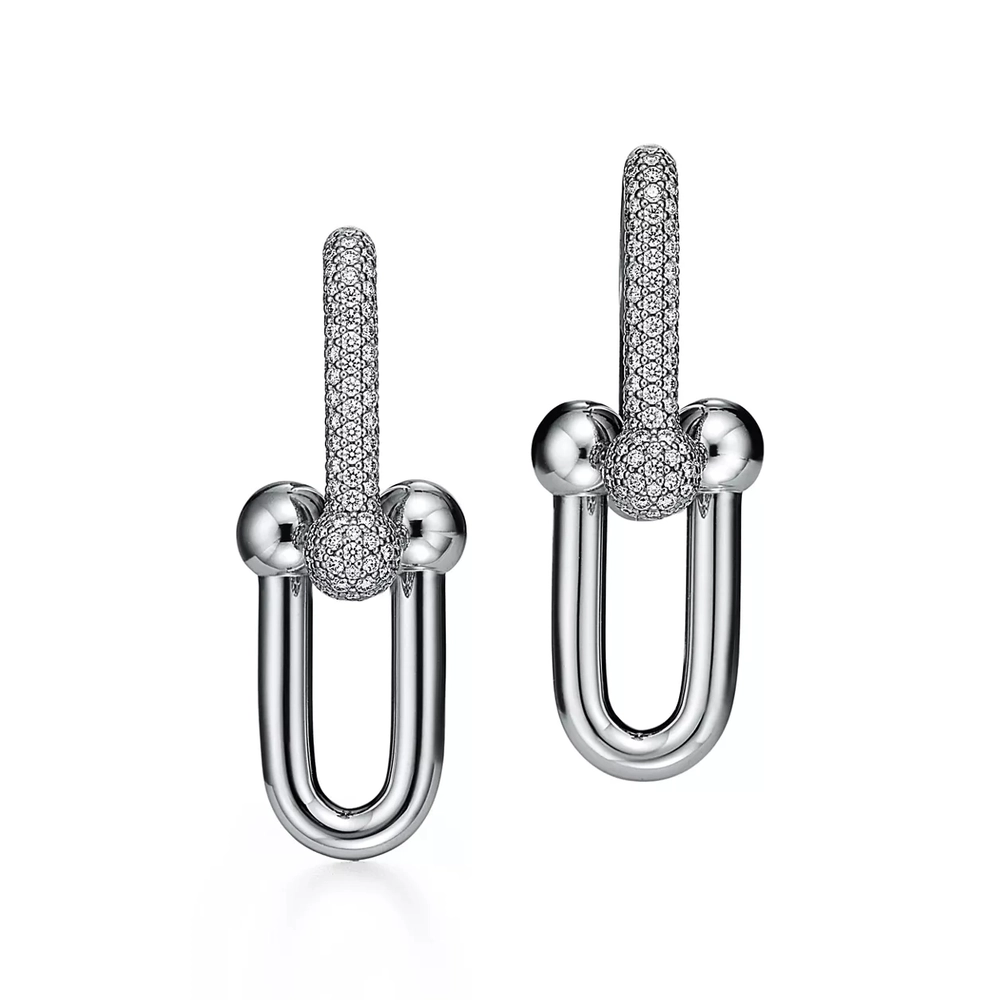 Серьги из белого золота с бриллиантами 18k,Tiffany 💠 HardWear - В наличии
