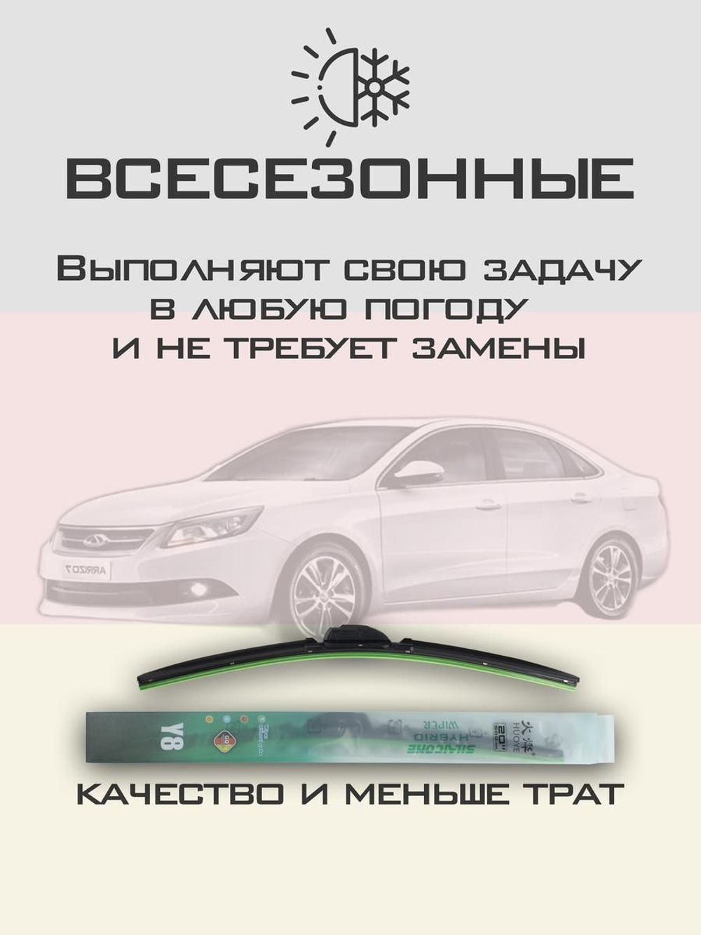 Щетки стеклоочистителя HUOYE Y8 600/450 мм на Chery Arrizo7 | Push button