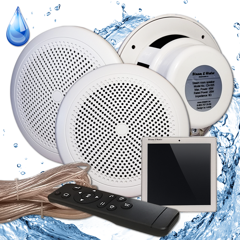 Комплект влагостойкой акустической системы для бани, сауны и хамама Steam&waterSW3-White SENSOR