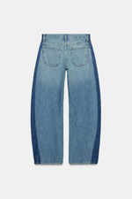 ДЖИНСЫ BARREL СО СРЕДНЕЙ ПОСАДКОЙ И ПЭЧВОРКОМ — ZW COLLECTION — ZARA