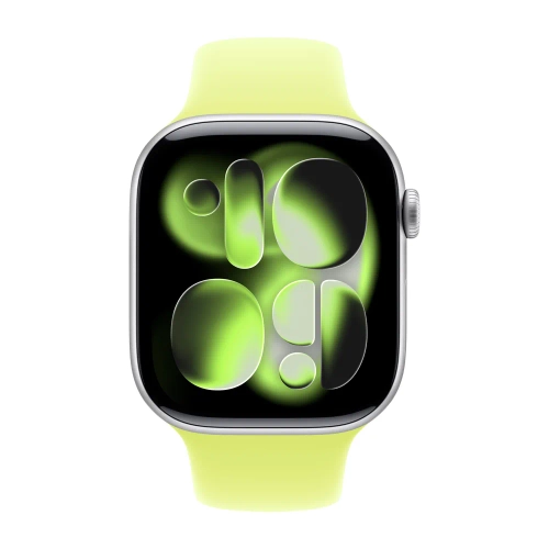 Умные часы Apple Watch Series 11 GPS, 46mm, Silver Aluminium Case with Neon Yellow Sport Band, M/L